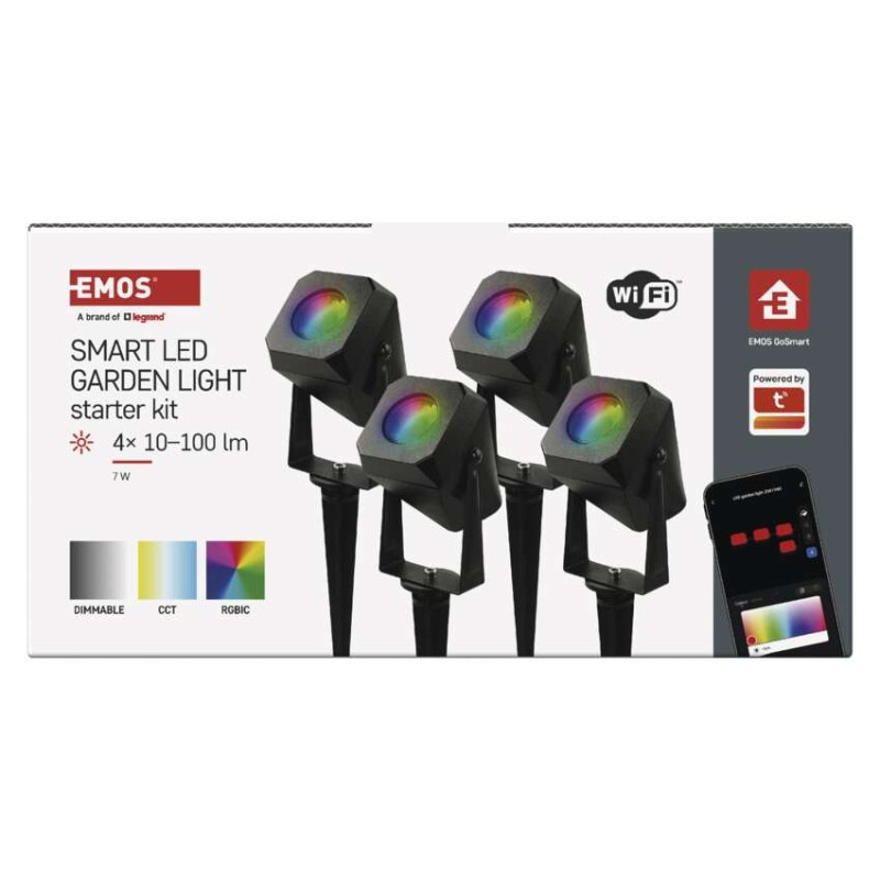 GoSmart vonkajšie LED bodové svetlo, štart. sada, 4 diely, 7 W, RGBIC stmievateľné, WiFi 9