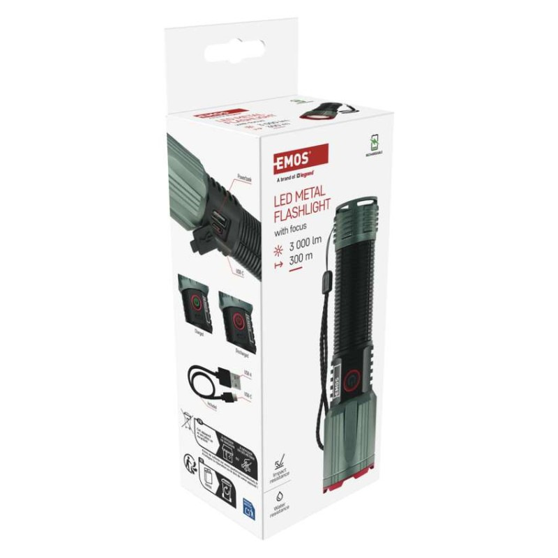 LED nabíjacie kovové svietidlo 3000 lm, 5000 mAh 12