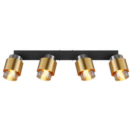 Bodové svietidlo kov čierny matný, sklo dymové, mosadzný krúžok, DxŠxV: 650x100x125mm, bez žiaroviek 4