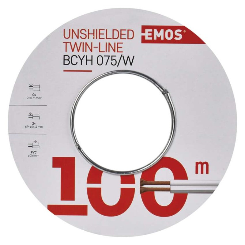 Dvojlinka netienená 2×0,75mm biela, 100m 2