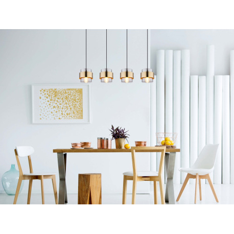 Závesné svietidlo, kov čierny matný, sklo, mosadz, DxŠxV: 1110x180x1200mm, bez žiaroviek 4x E27, max 1