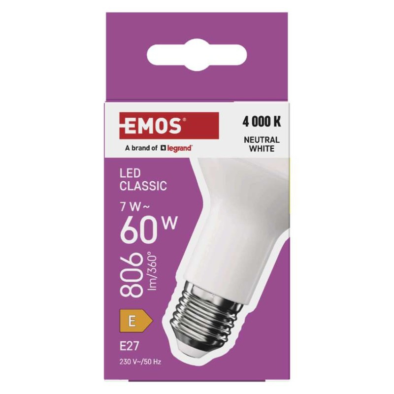 LED žiarovka Classic R63 / E27 / 7 W (60 W) / 806 lm / Neutrálna biela 5