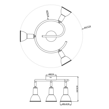 Stropné svietidlo, kov, biela so zlatou patinou, biela, Ø 250, V: 185, bez žiaroviek 3xE14, max. 40W 2