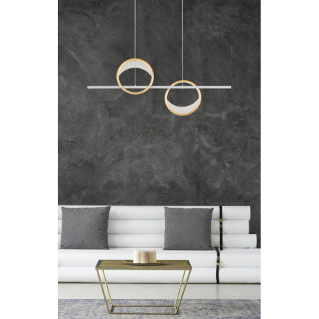 Závesné svietidlo, hliník strieborný a zlatý, akryl číry, plast biely, stmievateľné, niekoľko úrovní 1