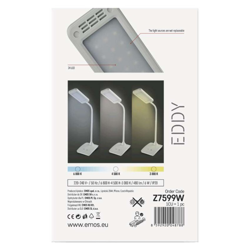 LED stolná lampa Eddy, biela 7