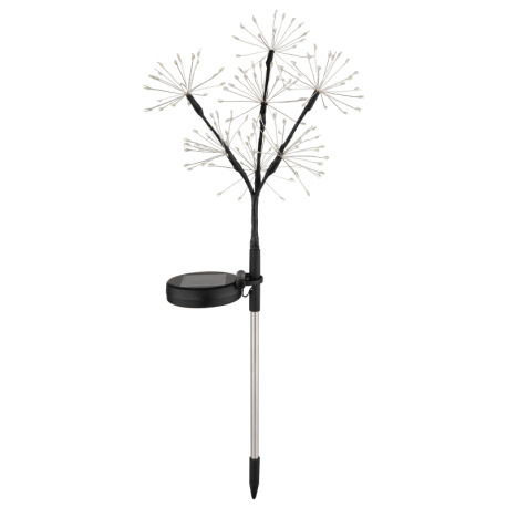 Solárne svietidlo z nehrdzavejúcej ocele, plast čierny matný, plast číry, posuvný vypínač, batéria s 3