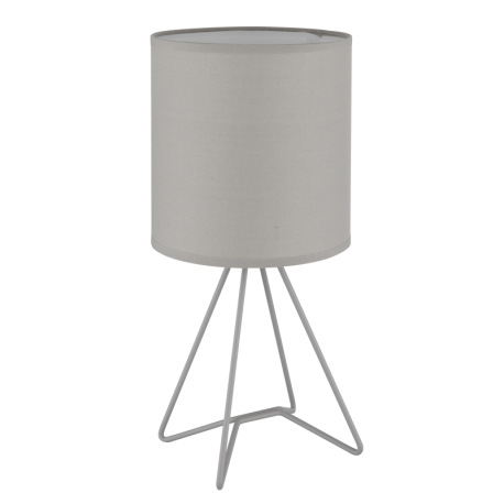 Stolové svietidlo, kov sivý, textil sivý, kábel PVC biely, kolískový vypínač na kábli, ø: 160mm, V: 3
