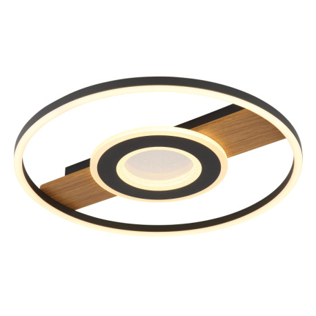 Stropné svietidlo, kov vzhľad dreva, kov čierny, hliník čierny matný, akryl biely, akrylové krištále