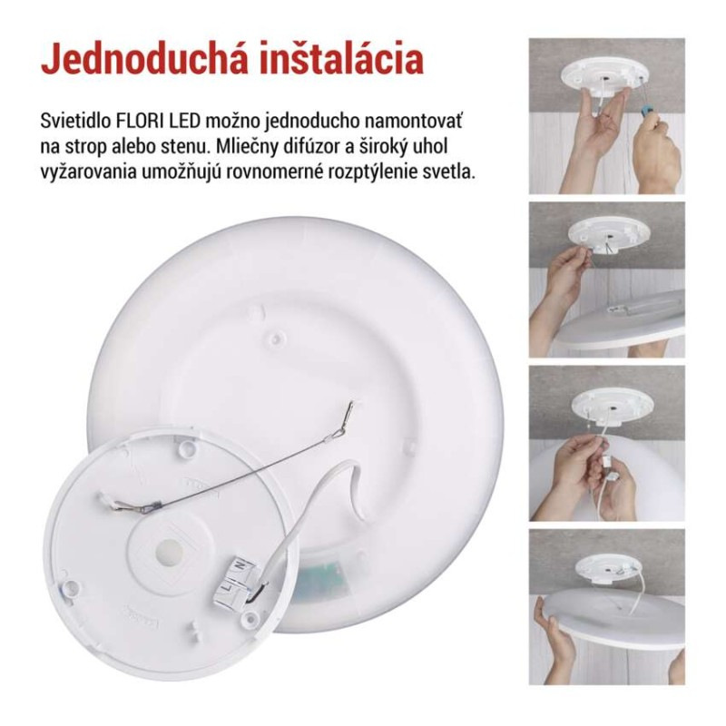 LED prisadené svietidlo FLORI okrúhle, biele, 18W, neutrálna biela 5