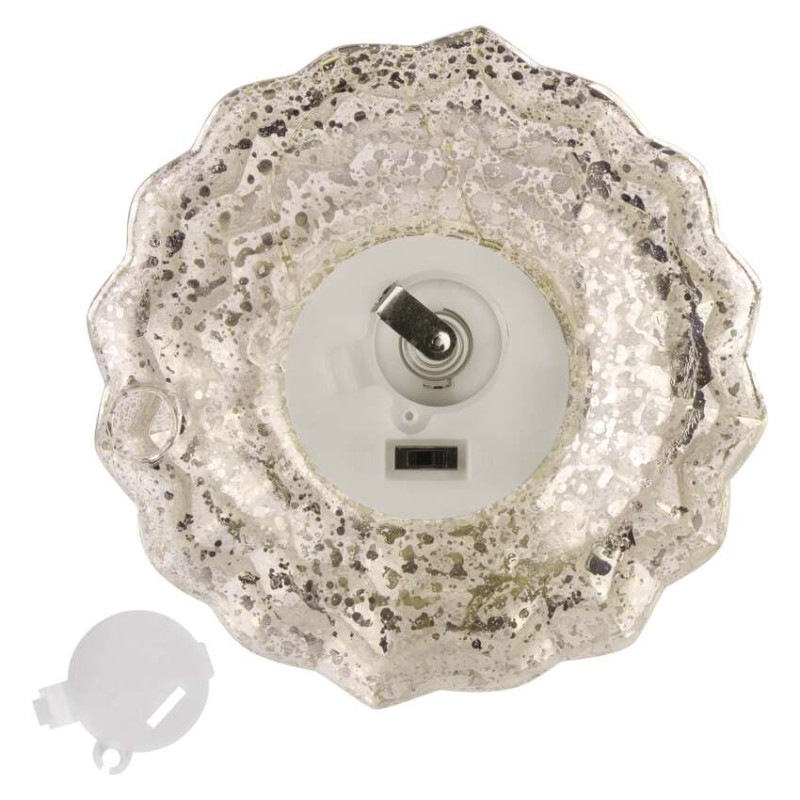 LED vianočný sklenený stromček, 27 cm, 2x CR2032, vnútorný, teplá biela, časovač 7