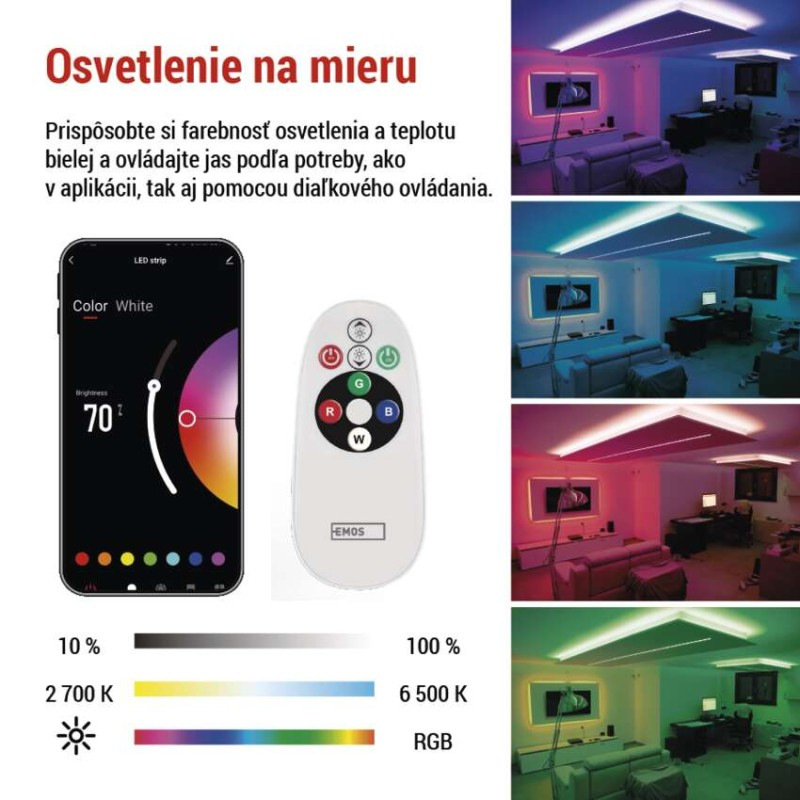GoSmart LED pásik WiFi 5m, 22W, 1400lm, RGB/CCT 2