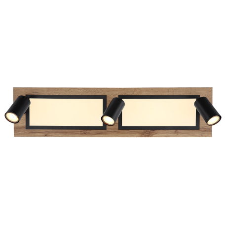 Stropné svietidlo kov čierny, MDF, imitácia tmavého dreva, plast biely, prepínanie funkcií nástenným 16