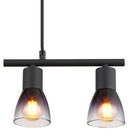 Závesné svietidlo, kov čierny, sklo dymové a priehľadné, kábel PVC čierny, možnosť skrátenia výšky, 6