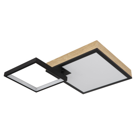 Stropné svietidlo kov čierny matný, MDF imitácia dreva, akryl biely, stmievateľné, niekoľko úrovní p 2