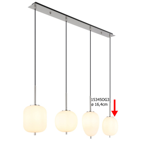 Náhradné sklo biele, Ø 16,4 cm pre 15345-4NO