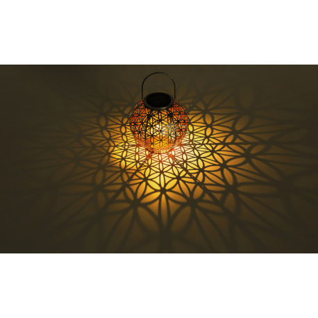 Solárne svietidlo, kov strieborný antik, vzor kvet života, na zavesenie alebo na státie, IP44, akumu 4