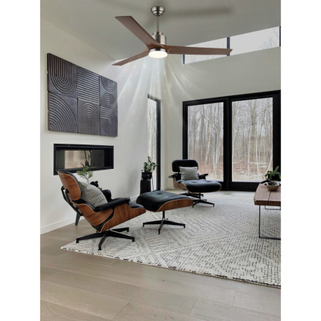 Stropný ventilátor, kov tmavosivý/svetlosivý, plast biely/imitácia dreva, stmievateľný, niekoľko úro 8