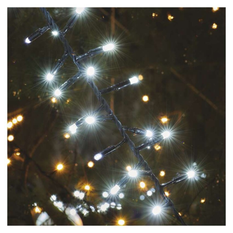 Profi LED spojovacia reťaz čierna – cluster, 3m, vonkaj. aj vnútorná, studená biela 3