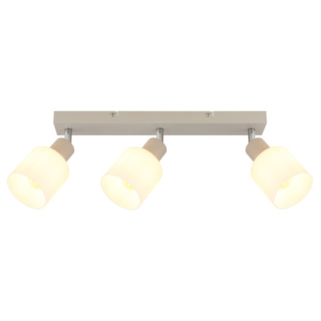 Stropné svietidlo, kov, piesková matná, kov chrómovaný, sklo biele, DxŠxV: 410x80x185mm, bez žiarovi 10