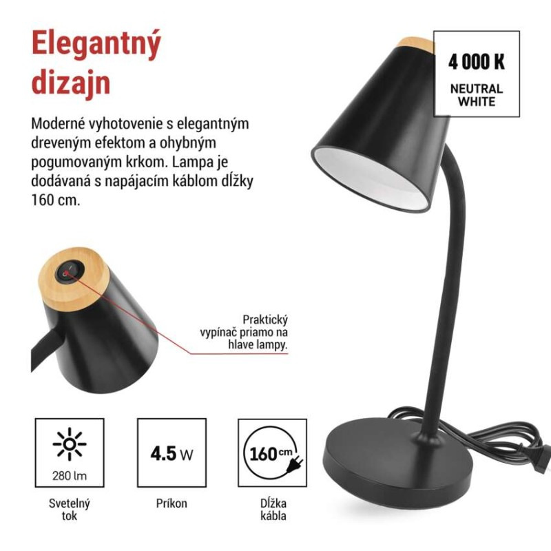 LED stolná lampa TARA, čierna 4