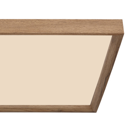 Stropné svietidlo, kov biely, MDF vzhľad dreva, plast opál, fixácia farby, DxŠxV:450x450x85mm, vráta 5