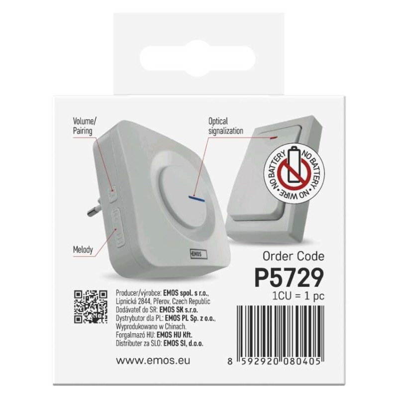 Domový bezdrôtový zvonček bez baterie P5729 do zásuvky 11