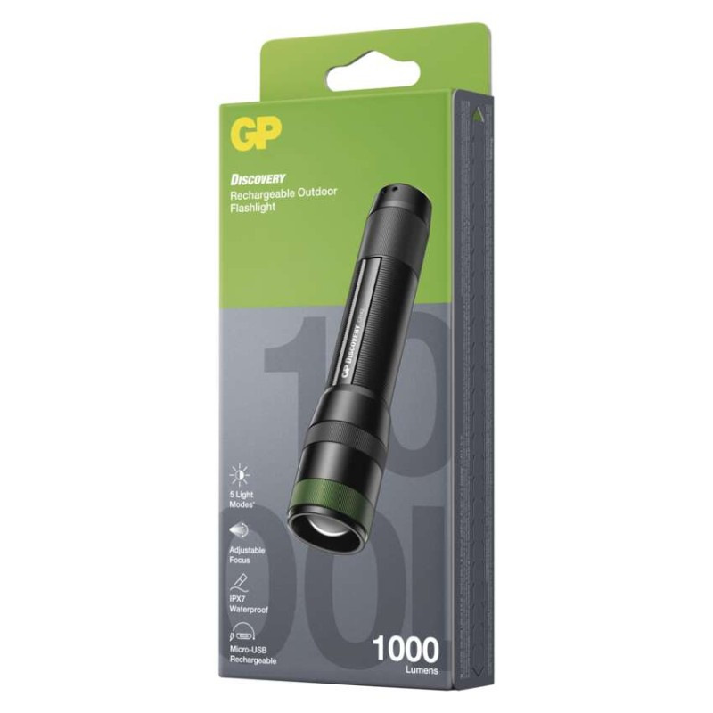 CREE LED nabíj. svietidlo GP CR42, 1000 lm, 2600 mAh, fokus + Li-ion 18650 5