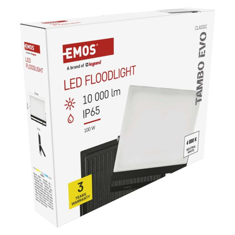 LED reflektor TAMBO EVO, 100 W, 10 000 lm, IP65, čierny 13