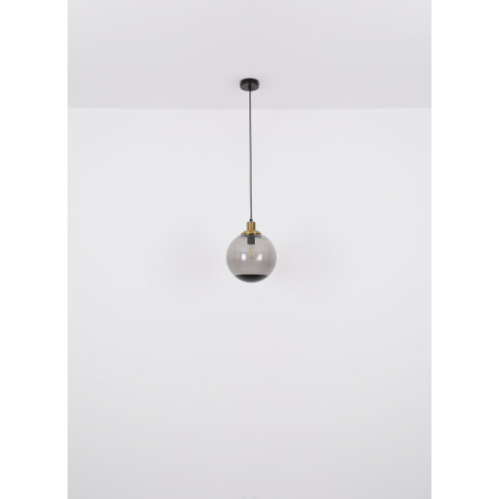 Závesné svietidlo kov čierny matný, mosadz matná, dymové sklo, kábel PVC čierny, možnosť nastavenia 14