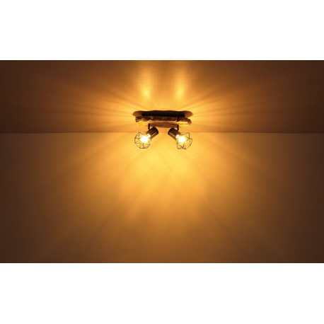 Stropné svietidlo, kov čierny, plast vzhľad dreva, kovová mriežka, ø: 300mm, V:300mm, bez žiaroviek 15