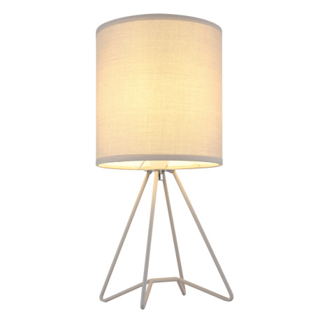 Stolové svietidlo, kov sivý, textil sivý, kábel PVC biely, kolískový vypínač na kábli, ø: 160mm, V: 4