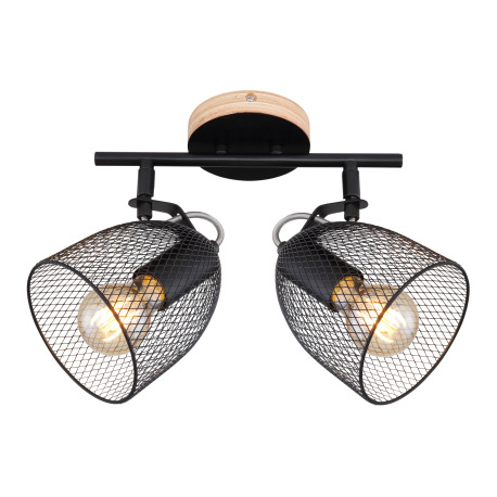 Nástenné svietidlo, drevo hnedé a čierne, kov čierny, mriežkované kovové tienidlo, DxŠxV:270x130x260 13