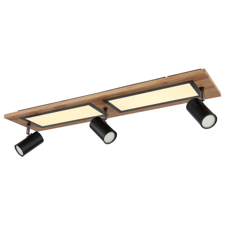 Stropné svietidlo kov čierny, MDF, imitácia tmavého dreva, plast biely, prepínanie funkcií nástenným 7