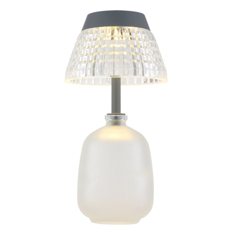 Solárne svietidlo, satinované sklo, antracitový plast, priehľadný akryl, posuvný spínač, batéria AAA 4