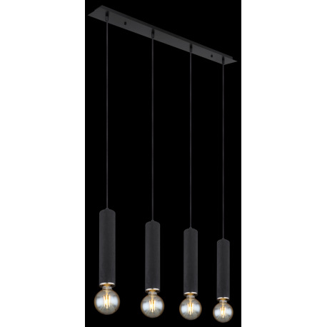 Závesné svietidlo, kov čierny, drevo čierne, kov nikel, textilný čierny kábel, DxŠxV:930x100x1200mm, 12