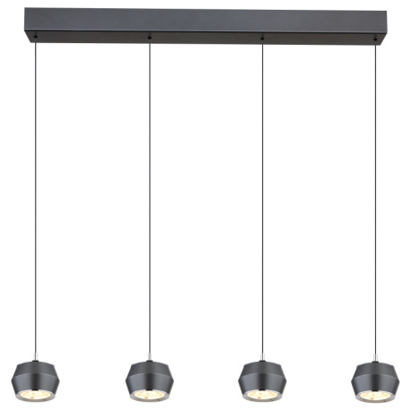 Závesné svietidlo, kov/hliník sivý matný, akryl biely, chrómový krúžok, kábel PVC čierny, DxŠxV: 805 14