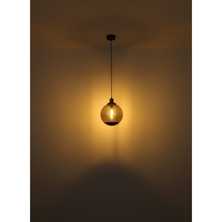 Závesné svietidlo kov čierny matný, mosadz matná, dymové sklo, kábel PVC čierny, možnosť nastavenia 5