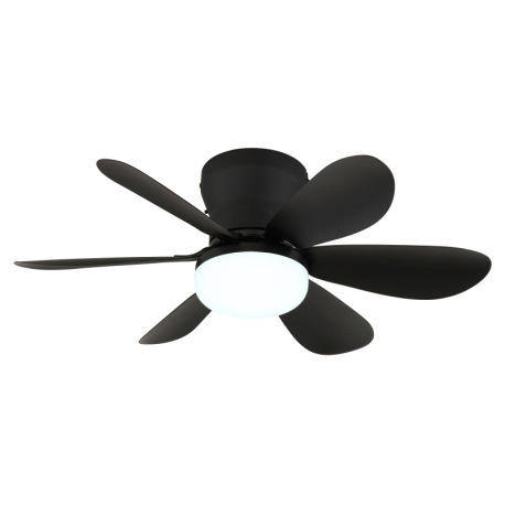 Stropný ventilátor, kov/plast, matná čierna, stmievateľný, viacero rýchlostí pomocou nástenného vypí 7