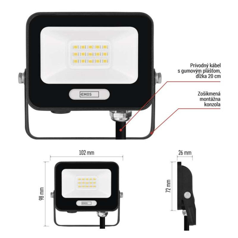 LED reflektor GLARO 10W, čierny, IP65, 1000 lm, neutrálna biela 9
