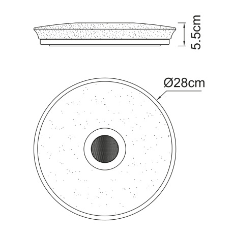 Stropné svietidlo, plast biely, Bluetooth, reproduktor 3W, päm.funkcia, nočné svetlo, stmievateľné, 13