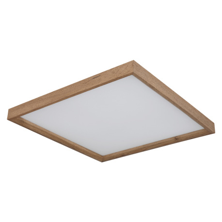 Stropné svietidlo, kov biely, MDF vzhľad dreva, plast opál, fixácia farby, DxŠxV:450x450x85mm, vráta 2