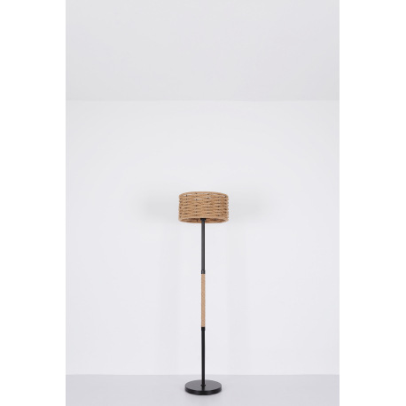 Stolová lampa, kov čierny, konopné lano, vypínač, Ø165, V:450, bez žiarovky 1xE27, max. 40W 230V 8