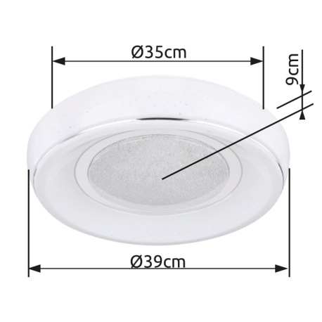 Stropné svietidlo, kov biely, chróm, plast biely, plastové krištále, trblietavý efekt, nočné svetlo, 18