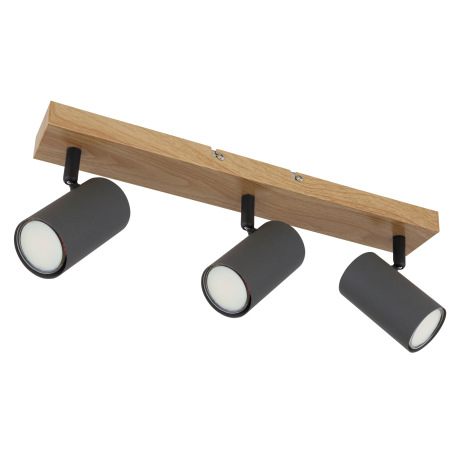 Stropné svietidlo, kov grafit/čierny/vzhľad dreva, DxŠxV:410x60x120mm, bez žiaroviek 3x GU10, max. 3 12
