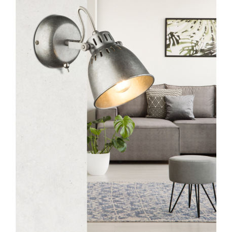 Nástenné svietidlo, kov, striebornošedé, ŠxV: 115x152mm, AL: 188mm, bez žiarovky 1x E14, max. 40W 23 3