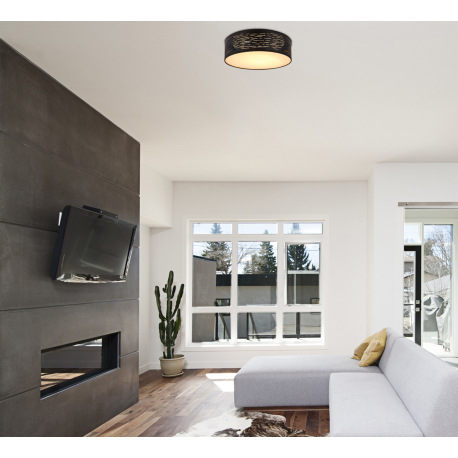 Stropné svietidlo, kov čierny, plast čierny a zlatý, 3 kroky svietenia pomocou nástenného vypínača, 8