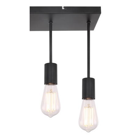 Stropné svietidlo, čierny kov, bez tienidla, DxŠxV: 450x150x340, bez žiaroviek 4xE27, max. 60W 230V 5