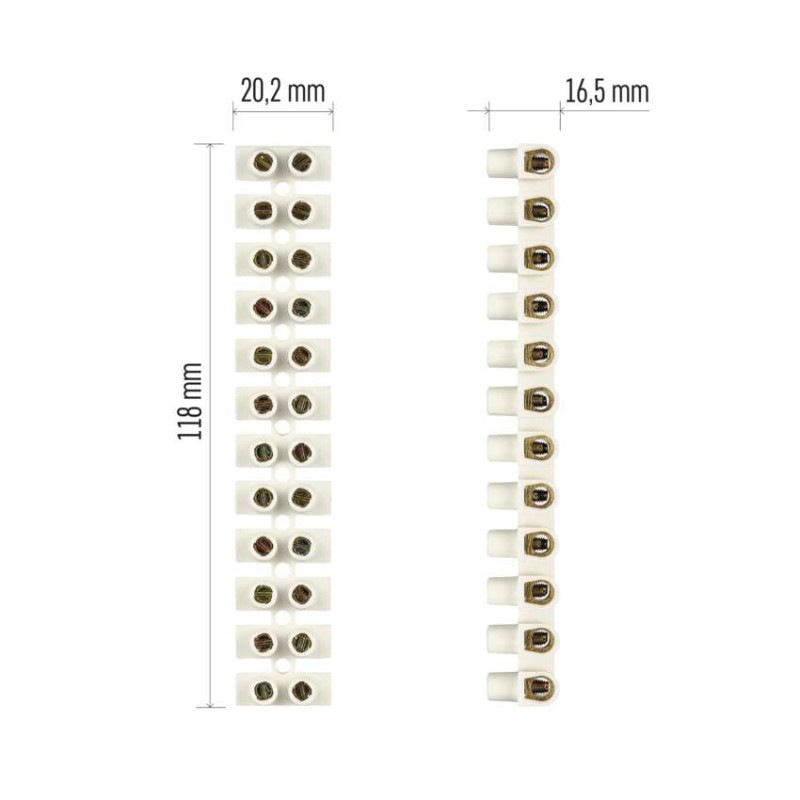 Skrutková svorkovnica 12× 6–10 mm2, 450 V, biela, 10 ks 6