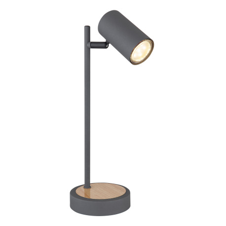 Stolová lampa, kov grafit, kov vzhľad dreva, ø: 120mm, V:350mm, dľžka kábla 1500mm, bez žiarovky 1x