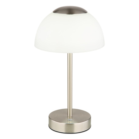 Nabíjateľná stolová lampa, kov nikel matný, sklo biele, dotykové zapnutie/vypnutie, plynulá reguláci 5